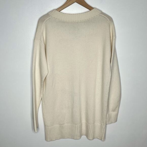 Athleta Wool Cashmere Long Sleeve Tunic Sweater Womens Small Cream V Neck - Picture 7 of 11